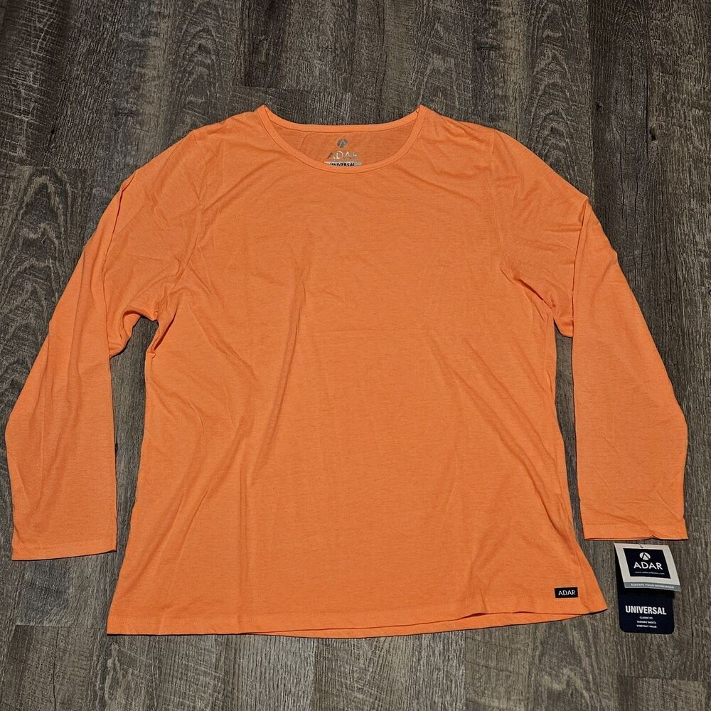 Adar Universal Women's Underscrub Neon Long Sleeve Orange Shirt Size 3XL NWT